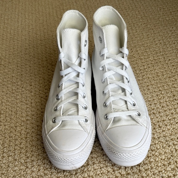 Converse Chuck Taylor Lift Platform High Top Sneakers All White - Picture 10 of 11